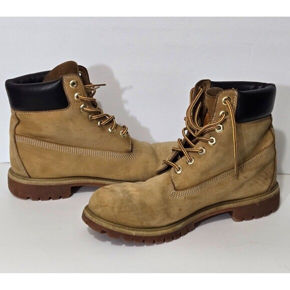 Timberland Classic Work Boots Mens 9.5 10061 Wheat 6 Inch Premium Nubuck - Picture 7 of 14